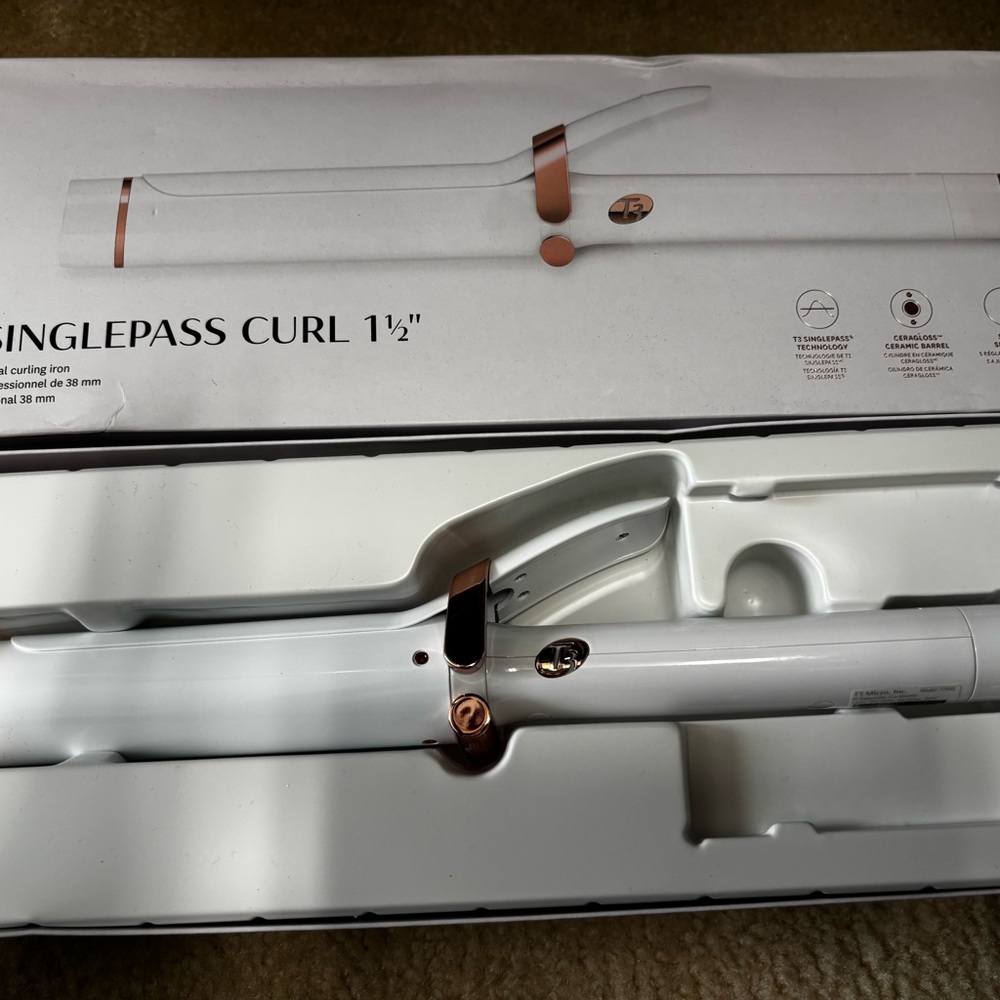T3 White and Copper Curling Iron